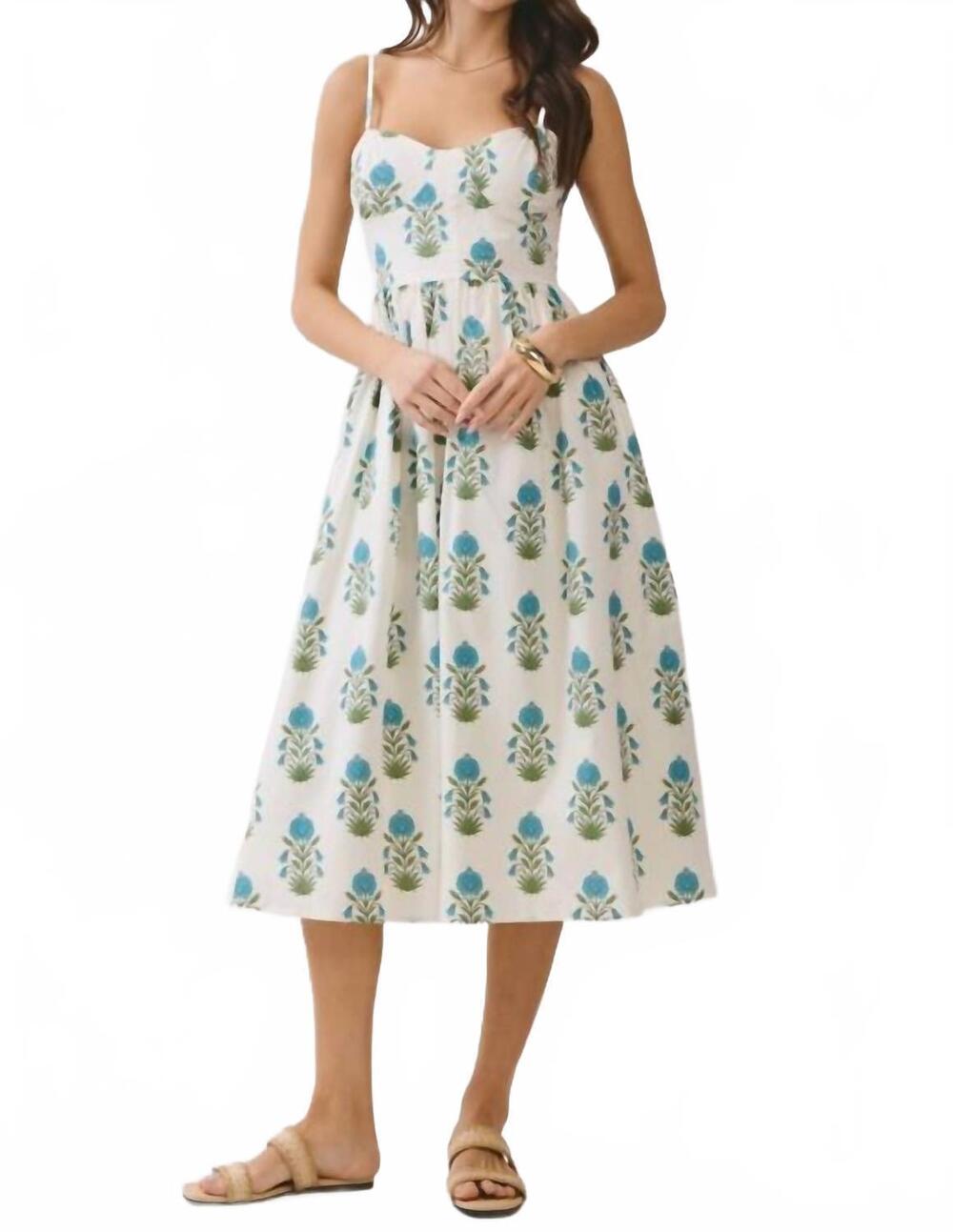 NEW TCEC floral sweetheart midi dress in cream multi